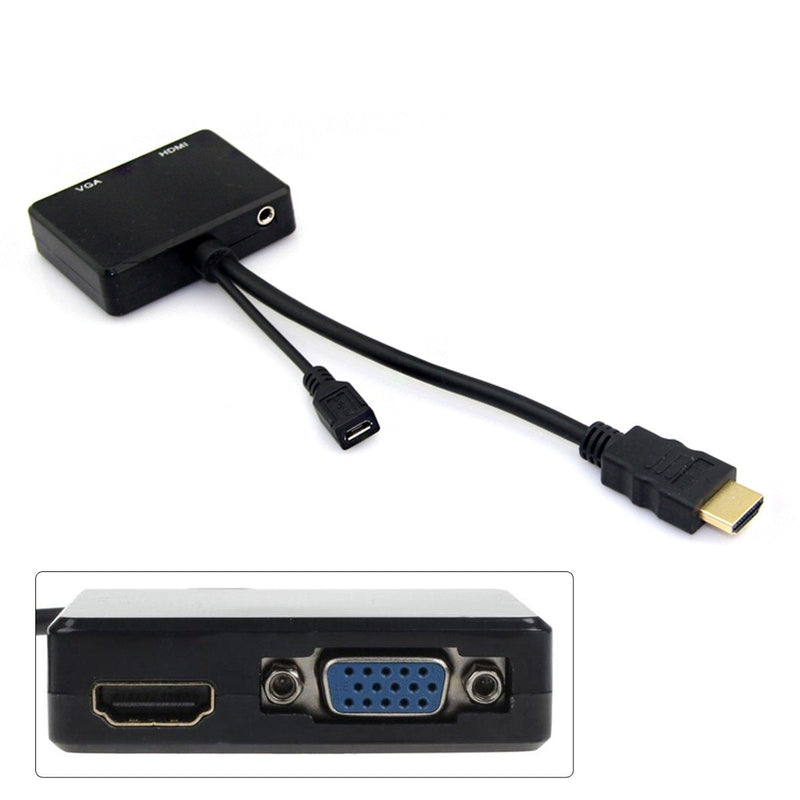  [AUSTRALIA] - Cablecc HDMI to VGA & HDMI Female Splitter with Audio Video Cable Converter Adapter For HDTV PC Monitor