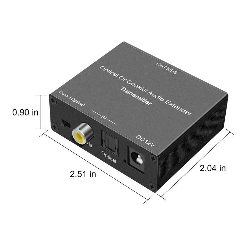 Digital Audio Extender Digital Optical/Coaxial Digital Audio Extender/Converter Over Single Cat5e/6 Cable (PoC) up to 500’ Standard Supported for LPCM, DD5.1, DTS, and D True HD - LeoForward Australia