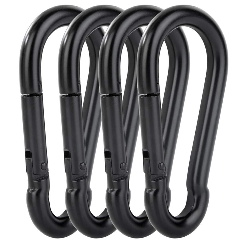 AOWESM 4-Pack 3/8'' Spring Snap Hook Carabiner M10 Metal Steel Swing Clips 4'' Heavy Duty Quick Link Lock Ring Spring Buckle for Camping Fishing Hiking Traveling (Black Plated) - LeoForward Australia