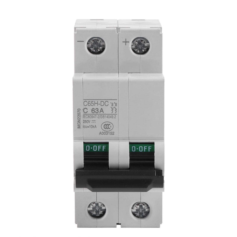  [AUSTRALIA] - 2P DC low voltage circuit breaker, 250V 16A/25A/32A/40A/60A C65H-DC interrupter low voltage for solar panels grid system pole vacuum circuit breaker (63A) 63A