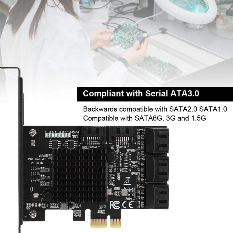  [AUSTRALIA] - Lazmin112 PCI-E to SATA 3.0 Card, 8-Port PCI-E to SATA3.0 Controller Expansion Board, SATA3.0 Interface Expansion Card