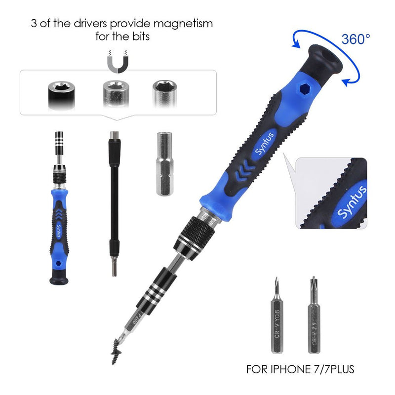  [AUSTRALIA] - Syntus Precision Screwdriver Set, 63 in 1 with 57 Bit Magnetic Screwdriver Kit Electronics Repair Tool Kit for iPhone, Tablet, Macbook, Xbox, Cellphone, PC, Game Console, Blue