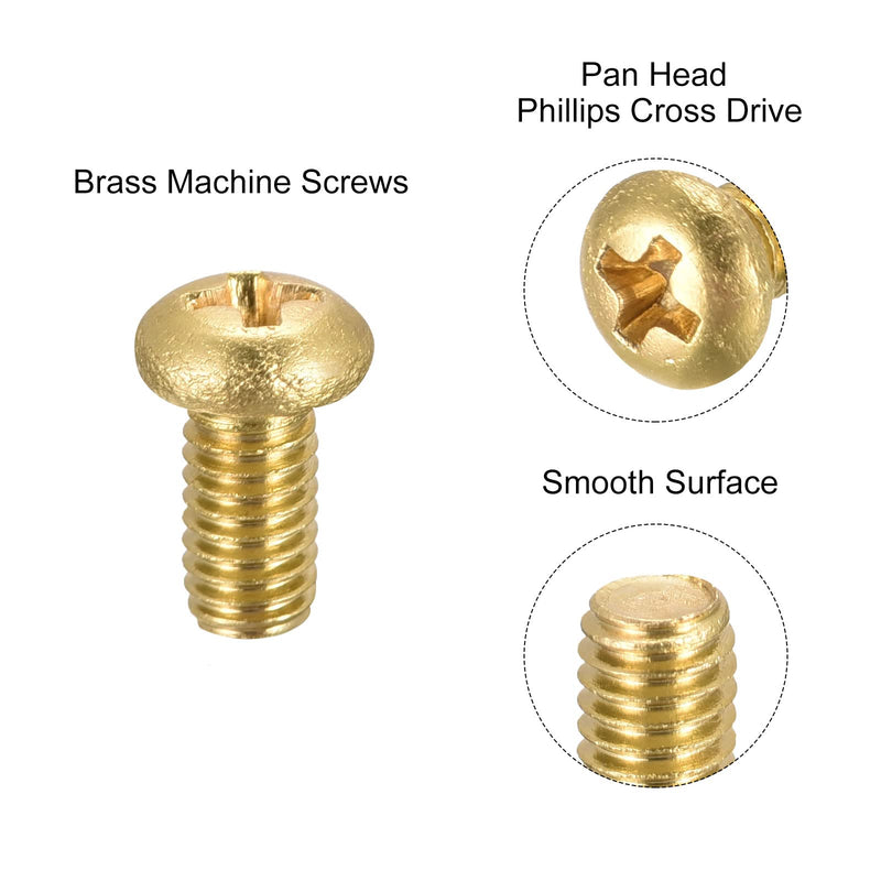  [AUSTRALIA] - uxcell Brass Machine Screws, M3x6mm Phillips Pan Head Fastener Bolts for Furniture, Office Equipment, Electronics 20Pcs