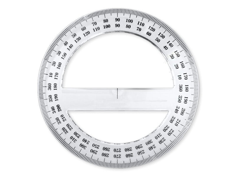 Pack of 24, 360-degree Protractor, 12.5cm (4.92") Diameter, Crystal Clear - LeoForward Australia