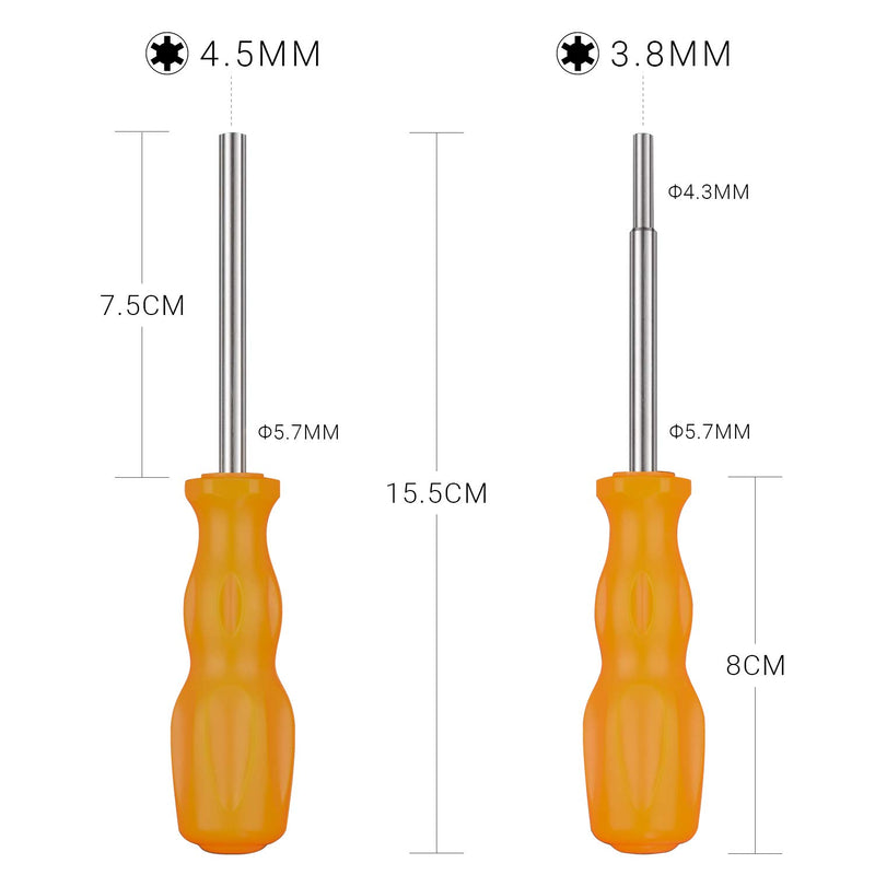  [AUSTRALIA] - Gamebit Screwdriver Set, Taessv 3.8mm + 4.5mm Security Screwdriver Bit Screwdriver Tools for Opening NES SNES N64 Super Nintendo 64 Cartridges & Systems 3.8&4.5mm Screwdrivers Orange