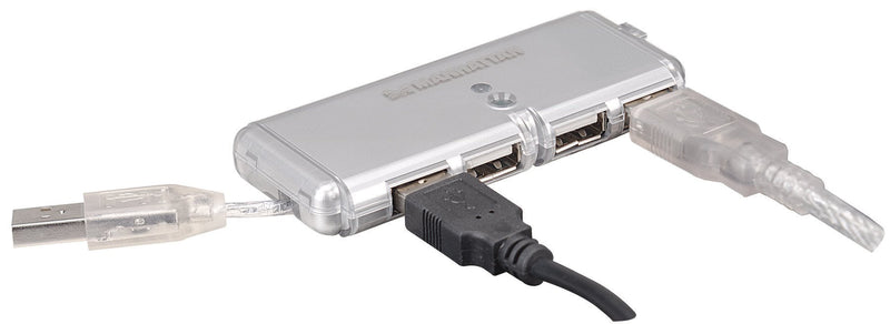 Manhattan 4-Port Hi-Speed USB Pocket Hub - Silver (160599) - LeoForward Australia