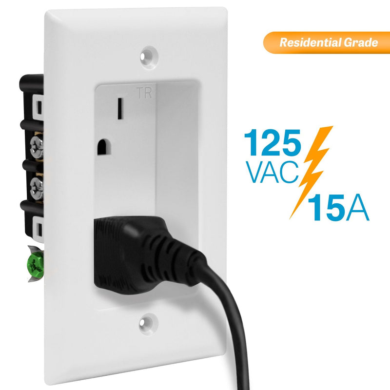  [AUSTRALIA] - TOPGREENER Recessed Duplex Receptacle Outlet, Tamper-Resistant, Size 1-Gang 4.48" x 2.76", 15A 125V, TG15RD31-2PCS, White (2 Pack) Standard