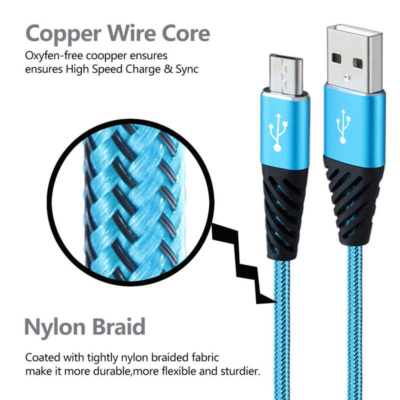  [AUSTRALIA] - Teyssor Micro USB Cable 10FT 4-Pack Long Android Charger Cable Nylon Braided Cell Phone Charger Android Fast Charging Cord Compatible with Samsung Galaxy S6 S7 Edge J7,LG,HTC,Motorola,Sony,Xbox one 10FTx4-RBOP