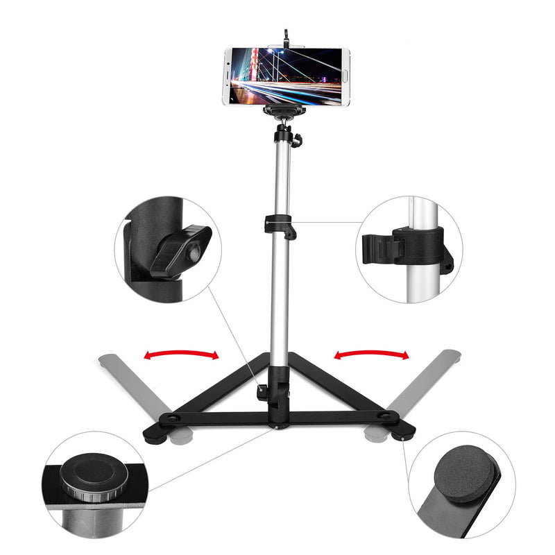 ChromLives Photo Copy Stand Pico Projector Stand with Phone Clamp Overhead Phone Mount Phone Stand Mini Tripod Adjustable Tabletop Monopod Stand Compatible with Smart-Phone Pic Projector - LeoForward Australia