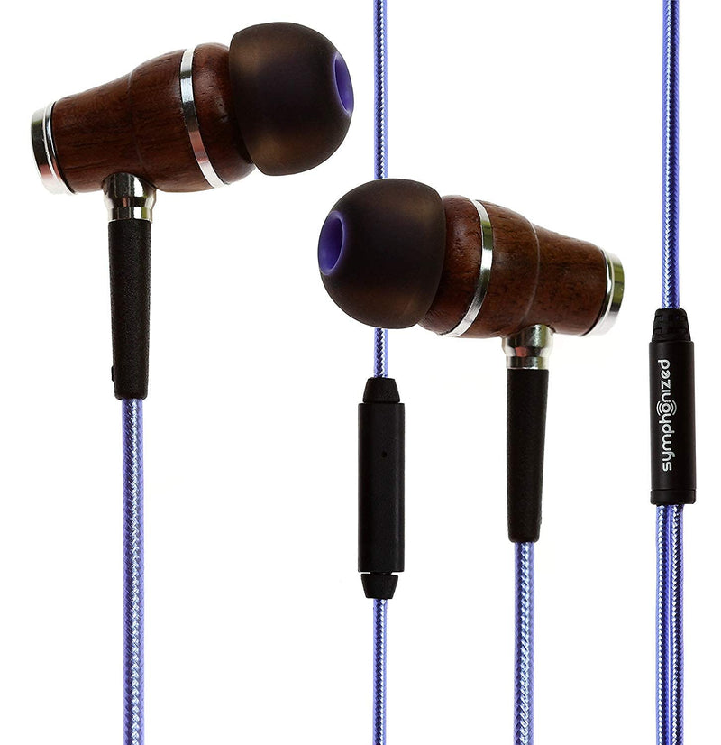 Symphonized NRG 2.0 Wood Earbuds Wired, in Ear Headphones with Microphone for Computer & Laptop, Noise Isolating Earphones for Cell Phone, Ear Buds with Booming Bass (Metallic Purple) - LeoForward Australia