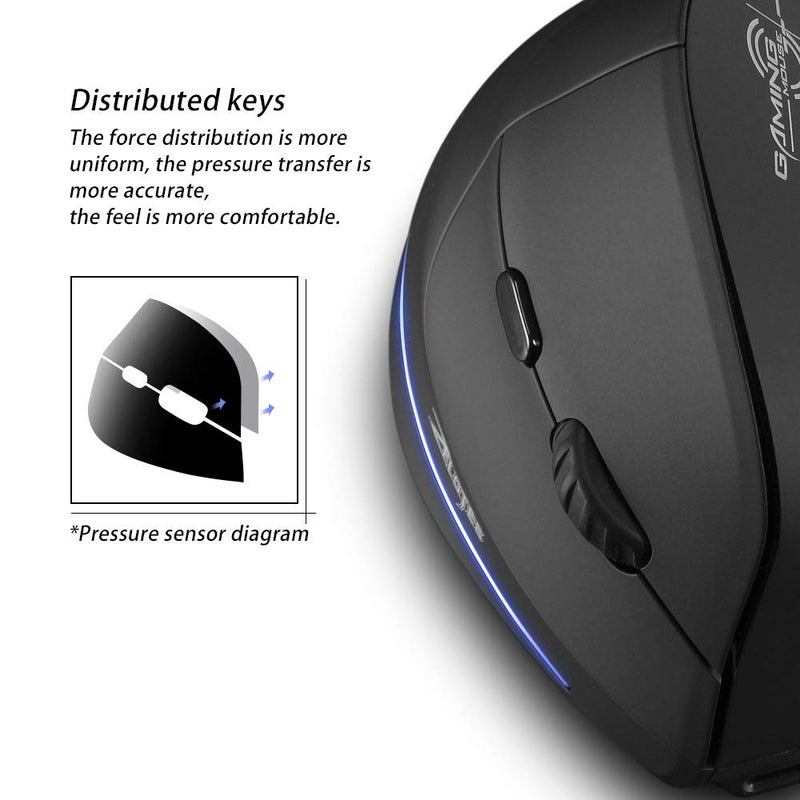 Vertical Mouse Wireless, Attoe Right Handed 2.4GHz Wireless Ergonomic Rechargeable Vertical Mouse with 3 Adjustable DPI 1000/1600/2400, 6 Buttons,Compatible with PC, Desktop,Mac (Black) Black - LeoForward Australia