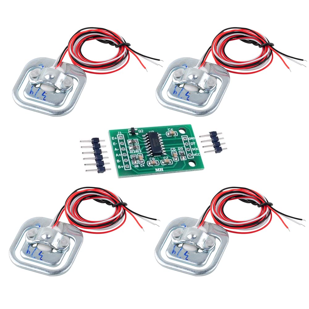  [AUSTRALIA] - DIYmalls 4pcs Load Cell 50kg Half Bridge Strain Gauge Human Body Digital Scale Weight Sensor + 1pc HX711 Amplifier AD Module for Arduino Raspberry Pi