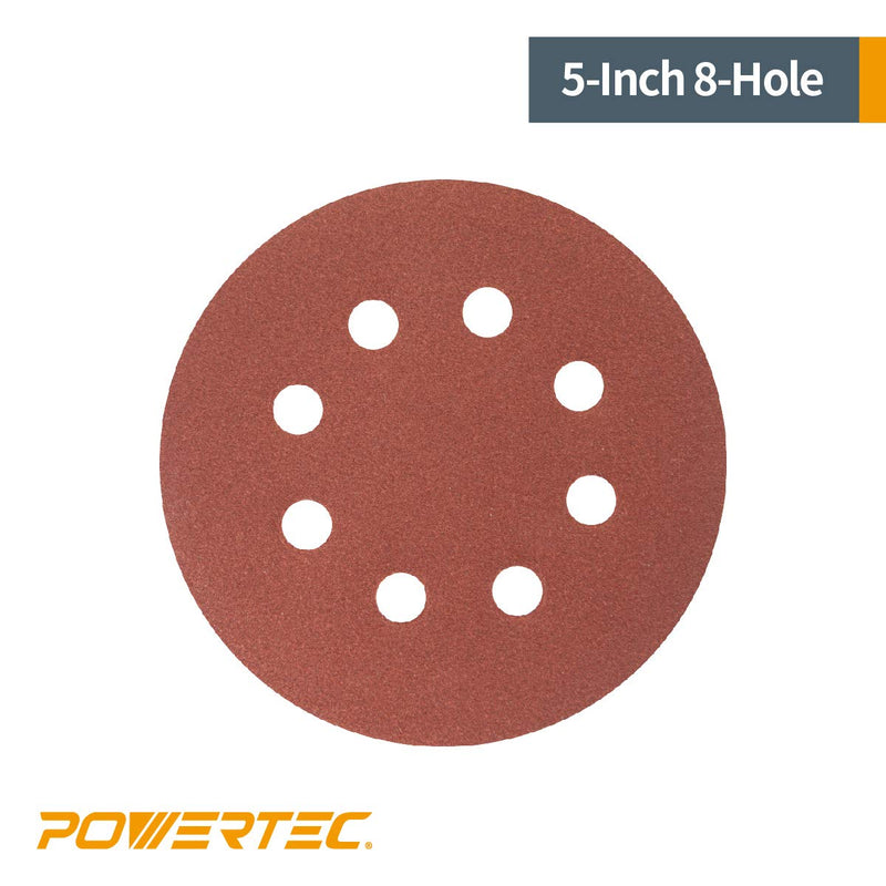  [AUSTRALIA] - POWERTEC 45004 A/O Hook and Loop 8 Hole Disc, 5-Inch, 40 Grit, 25 PK 40 Grit, 25PK 5"x8, Red