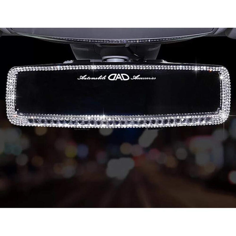 LuckySHD Bling Rhinestone Car Rear View Mirror for Women - Silver(Not a Cover.A Whole Mirror) - LeoForward Australia
