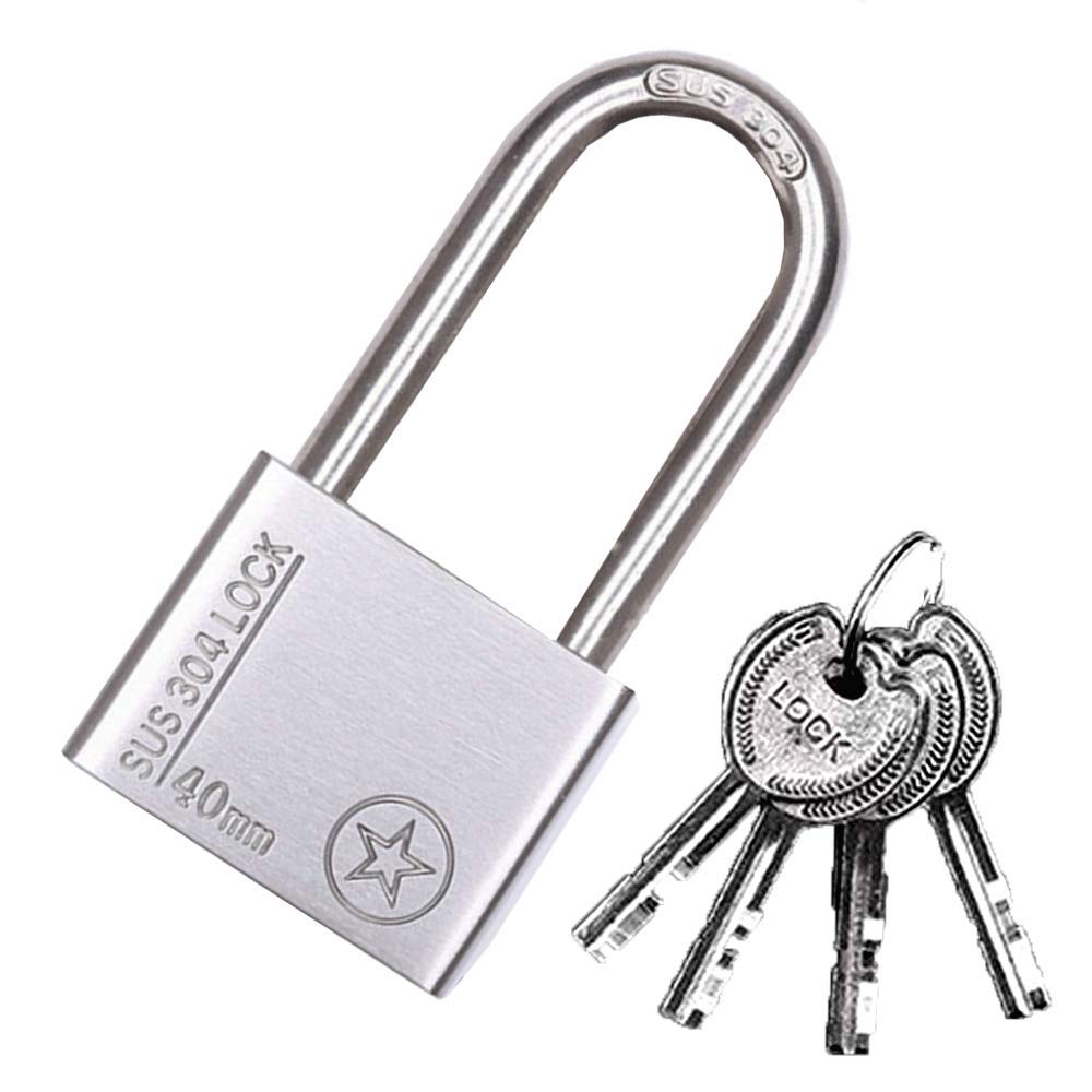  [AUSTRALIA] - 40mm Long Beam Stainless Steel Safety Padlock, Lock, Padlock with Key, Padlock, Multi Key Lock, Long Beam Lock with Key, Lock with 4 Keys for Gym Locker Lock, Door, Fence