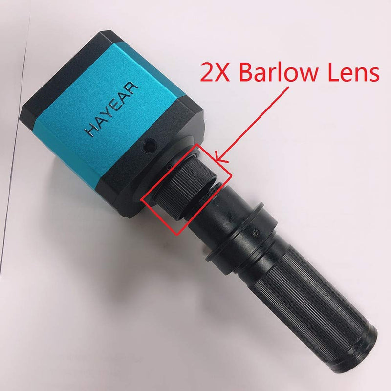  [AUSTRALIA] - 2X Auxiliary Objective Barlow Lens Double Magnification for 100X/120X/150X Zoom Monocular Zoom C-Mount Adapter