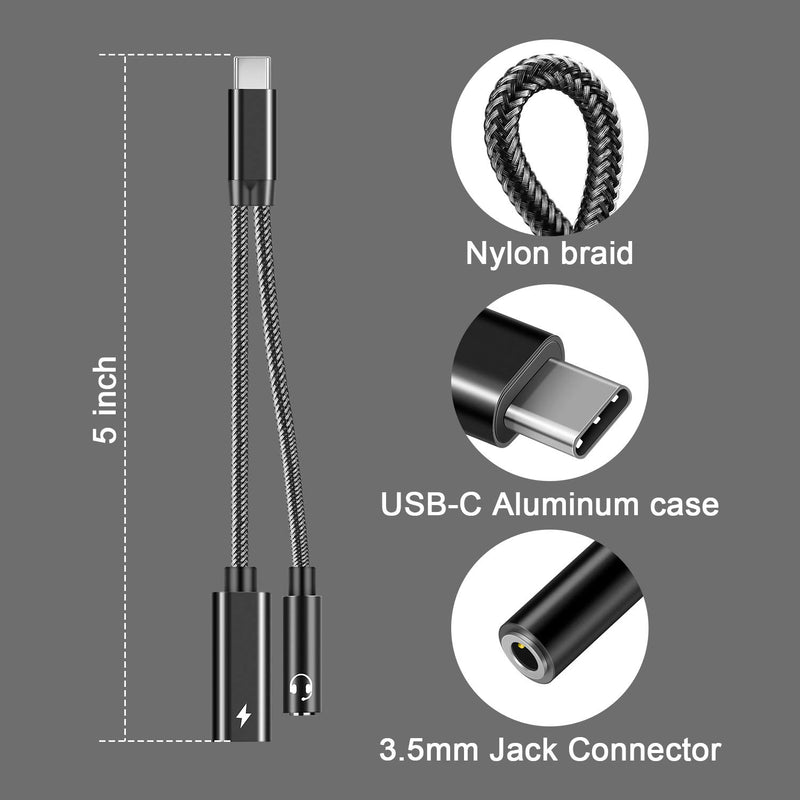 USB C to 3.5mm Audio Adapter,USB Type C to Aux Audio Jack Cable with PD 60W Fast Charging USB C to 3.5mm Headphone Adapter Compatible with Galaxy S21 S20 Ultra S20+ Note 20,Pixel 4 3 2 XL More - LeoForward Australia