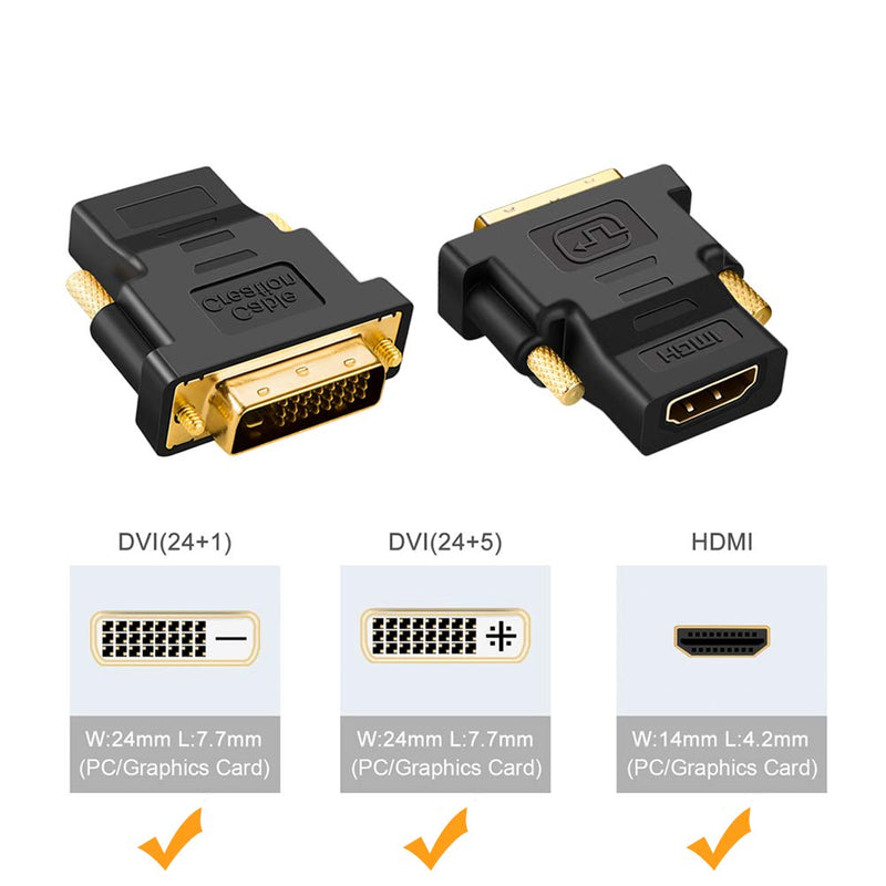  [AUSTRALIA] - DVI to HDMI Adapter, CableCreation 5-Pack Bi-Directional DVI-D(24+1) Male to HDMI Female Converter, HDMI to DVI Adapter,Support 1080P 3D for PS3,PS4,TV Box,Blu-ray,Projector,HDTV 5 Pack