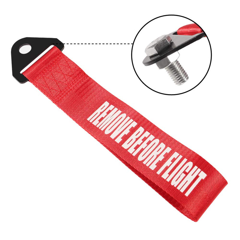  [AUSTRALIA] - Dorhea Racing Tow Strap Red High Strength Tow Strap Universal Cars Set Belt Nylon Strap Traction Rope Trailer Hook Compatible with Front Or Rear Bumper Towing Hooks Decorative Trailer Belt (Red)