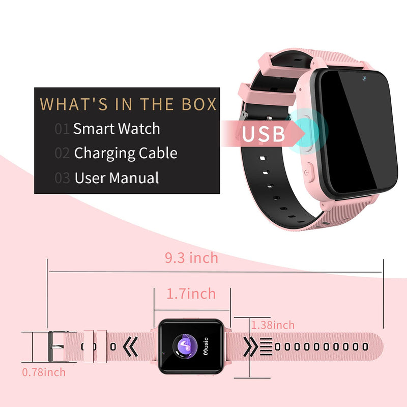  [AUSTRALIA] - Kids Smart Watch for Girls Boys - Smart Watch for Kids Watches for 4-12 Years with 17 Puzzle Games Alarm Clock Music Player Camera Calculator Torch Children Learning Toys Teens Birthday Gifts (Pink) 1 Pink