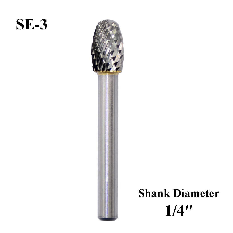 SE-3 Tungsten Carbide Burr Rotary File Oval Egg Shape Double Cut with 1/4''Shank for Die Grinder Drill Bit - LeoForward Australia