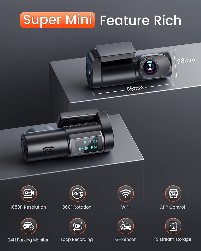  [AUSTRALIA] - Dash Cam 1080P Car Camera, Dash Camera for Cars, Dash Cam Front with Night Vision, WiFi Car Camera with App, 24h Parking Mode,Motion Detection,Loop Recording, 170°Wide Angle, G-Sensor (X9) X9