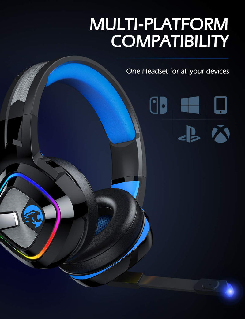 ZIUMIER Gaming Headset PS4 Headset, Xbox One Headset with Noise Canceling Mic and RGB Light, PC Headset with Stereo Surround Sound, Over-Ear Headphones for PC, PS4, PS5, Xbox One, Laptop Blue - LeoForward Australia