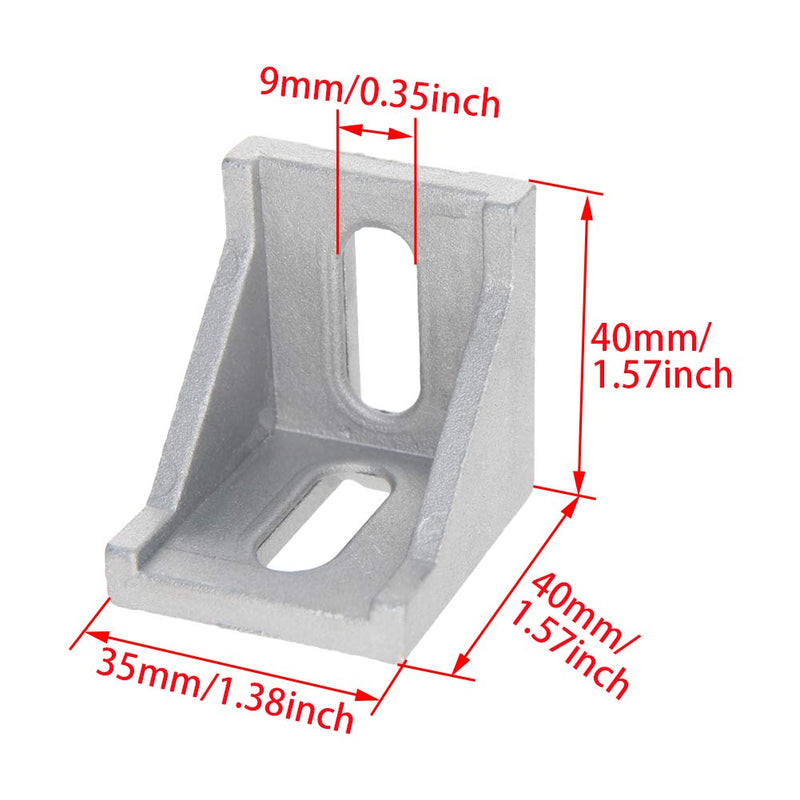 MroMax 4PCS Inner Angle Bracket Gusset Aluminum Alloy Inner Joint Bracket Suitable for 4040 Series Aluminum Extrusion Profile Silver - LeoForward Australia