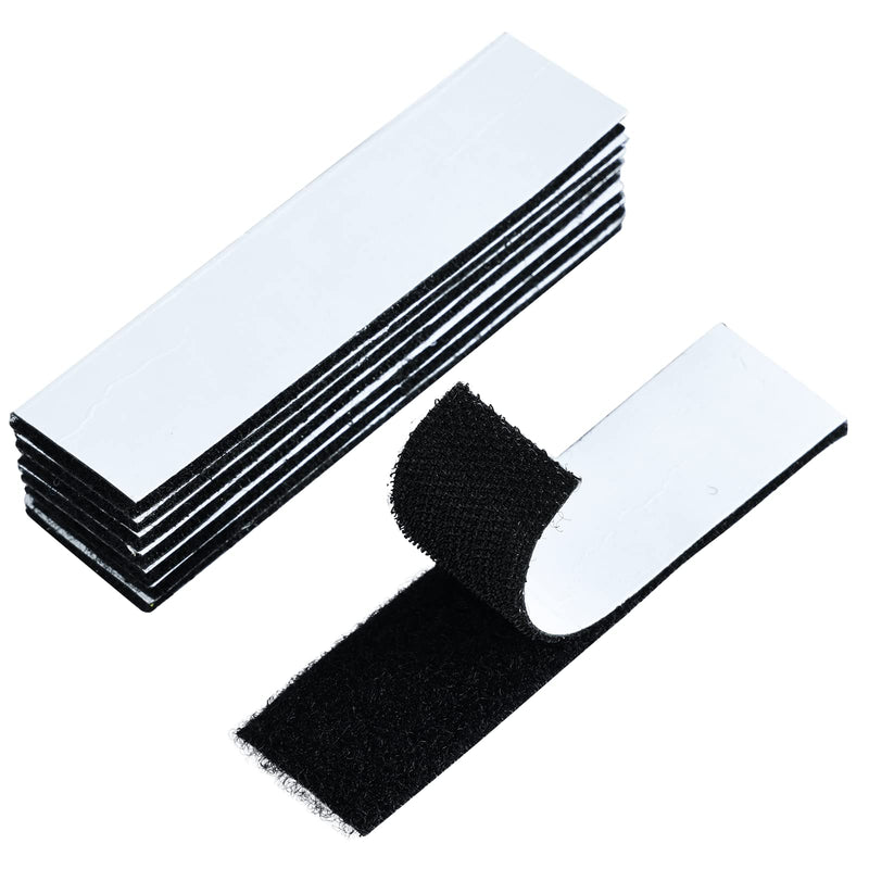  [AUSTRALIA] - 20 Sets Hook and Loop Strips with Adhesive, 1 x 4 Inch Strong Back Adhesive Fasteners Tape, Double Sided Strips Mounting Tape, Black Total 80 Inch