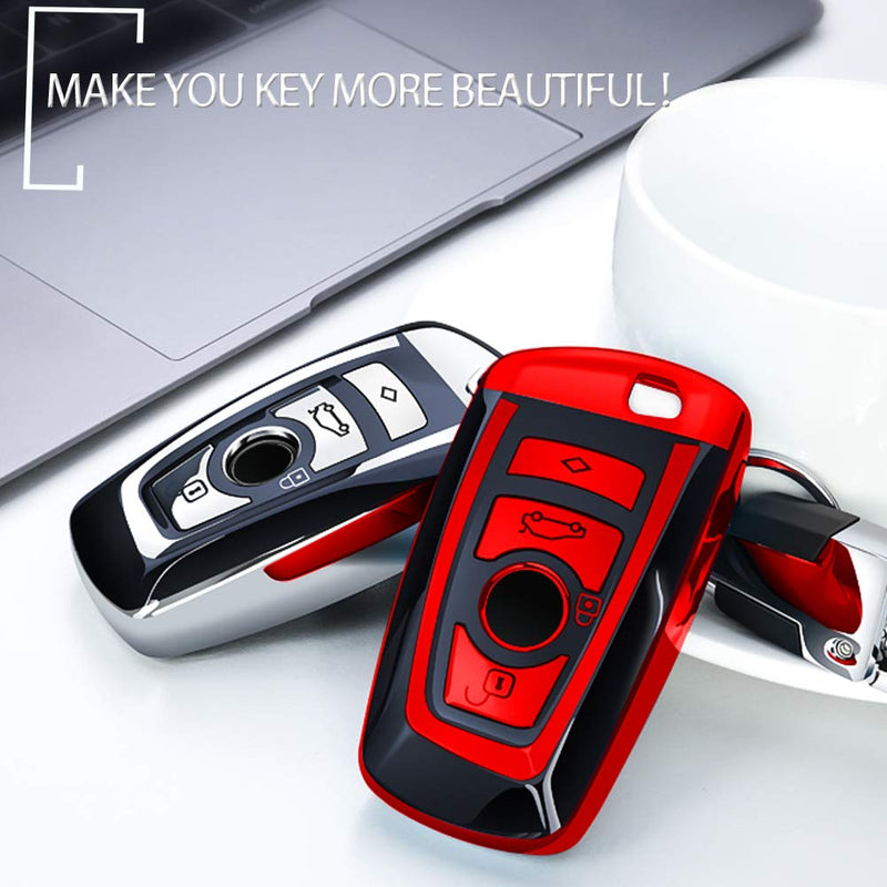  [AUSTRALIA] - Intermerge for BMW Key Fob Cover,Key Fob Case for BMW 1 3 4 5 6 7 Series and BMW X3 X4 M5 M6 GT3 GT5 Smart Remote Premium Soft TPU BMW Key Cover (Red) Red
