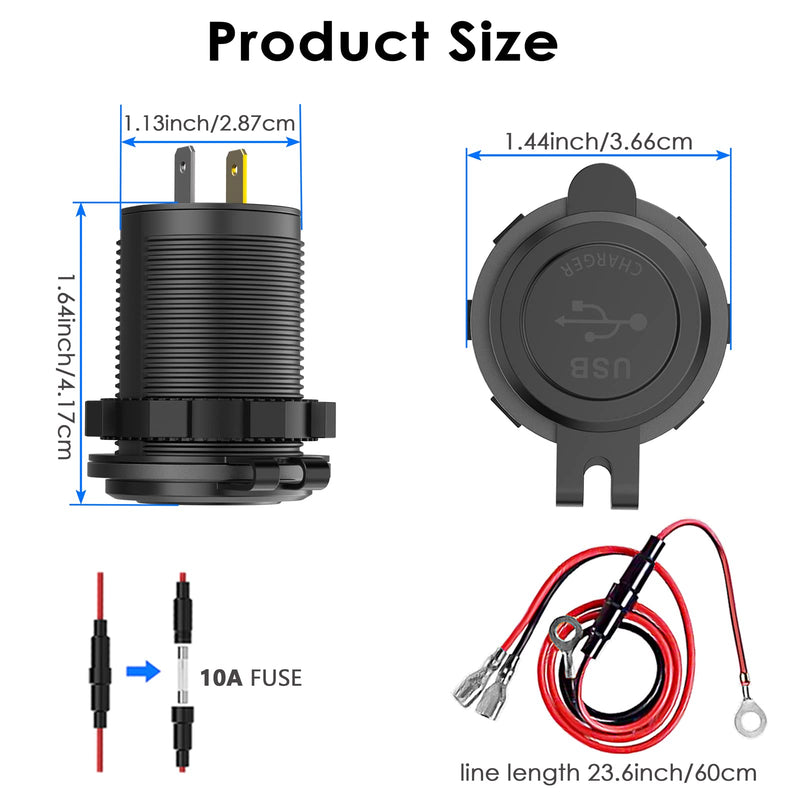  [AUSTRALIA] - [2 Pack] 12V USB Outlet, Quick Charge 3.0 Dual USB Power Outlet with Touch Switch, Waterproof 12V/24V Fast Charge USB Charger Socket DIY Kit for Car Boat Marine Bus Truck Golf Cart RV Motorcycle, etc.