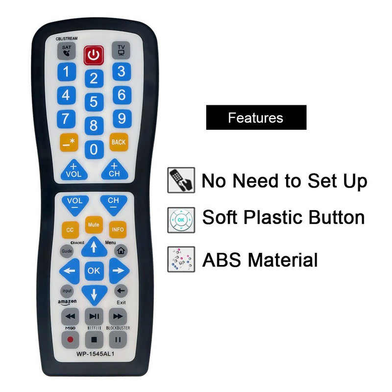 Luckystar 2 Device Universal Waterproof Easy Clean Remote Control Support for All Smart TV, LED/LCD TV, Apple TV,Vizio TV, LG, Samsung and Roku Player, BluRay DVD, Audio System - LeoForward Australia