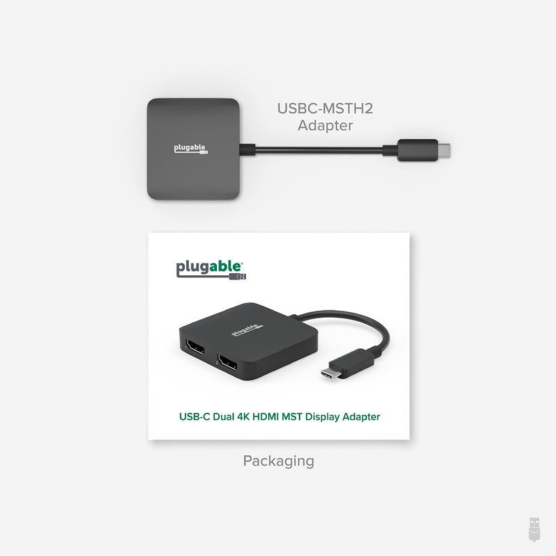  [AUSTRALIA] - Plugable USB C to HDMI Adapter for Dual Monitors, 4K 60Hz USB C Hub for Windows and Chromebook, Driverless