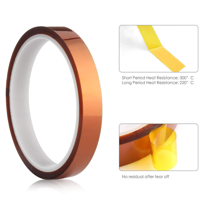  [AUSTRALIA] - High Temp Tape,Polyimide High Resistant Tape Kapton Tape High Temperature Tape with Silicone Adhesive for Masking,Soldering,Electrical, etc(2 Roll x 1/2 inches) 2 Roll X 1/2 inches