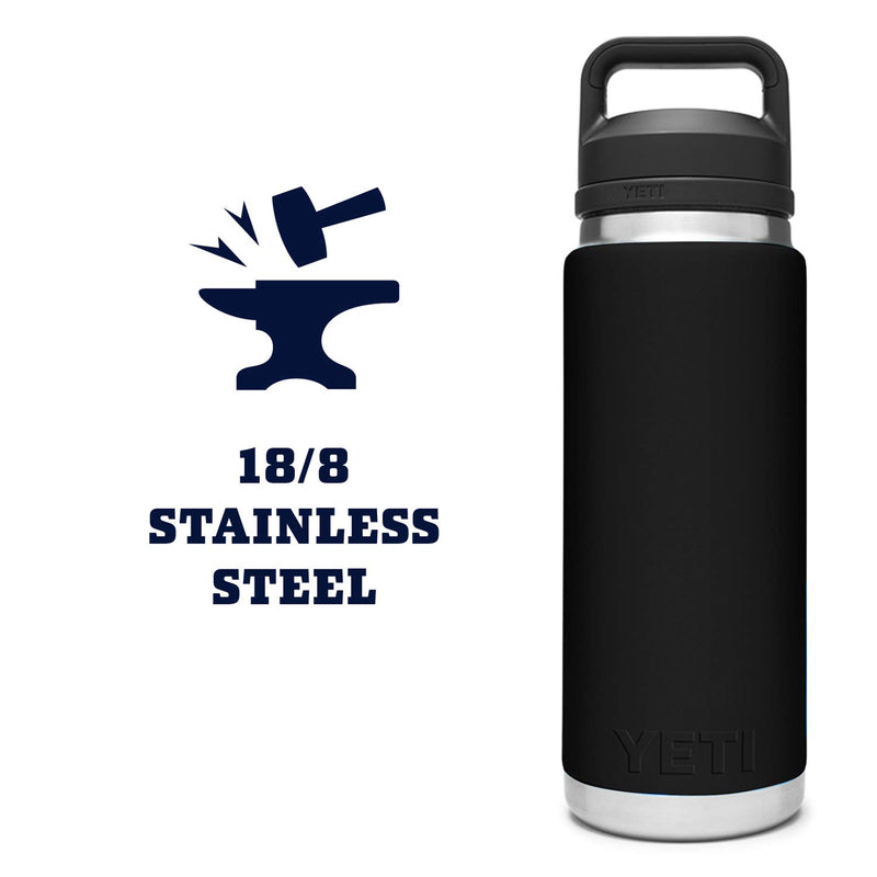 YETI Rambler 26 oz Bottle, Vacuum Insulated, Stainless Steel with Chug Cap, Black - LeoForward Australia