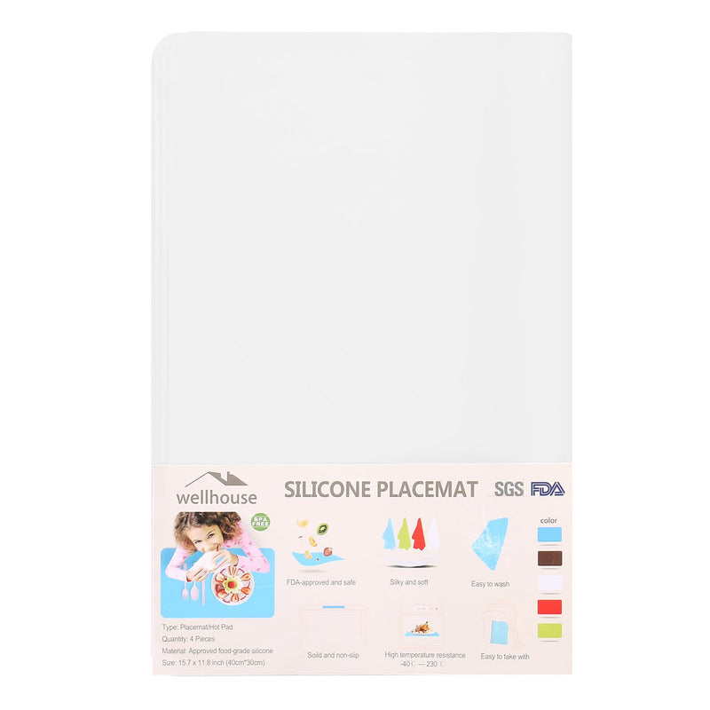  [AUSTRALIA] - wellhouse Soft Silicone Waterproof Baking Mat Non Stick Placemat Insulation Hot Tablemat for Baby/Kid/Children Pack of 4 (15.75 by 11.81 Inch,Translucent) Translucent-4pcs 15.75*11.81 Inch