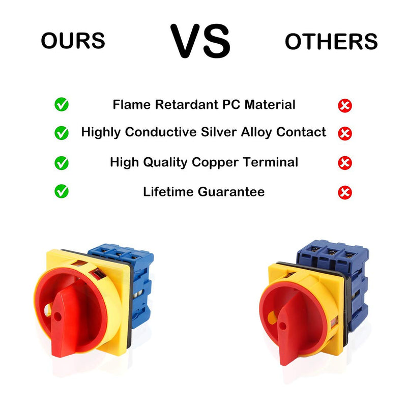  [AUSTRALIA] - VictorsHome Changeover Switch SYW30-25 2 Positions 6 Terminals Universal Rotary Cam Selector Latching Switches 660V 25A