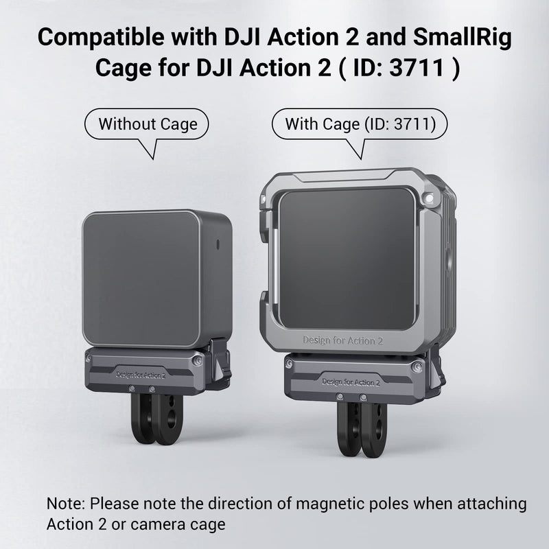  [AUSTRALIA] - SmallRig Magnetic Adapter Mount for DJI Action 2 with Adapter Connection and 1/4” Thread for Tripod, Selfie, Vlogging, YouTube – 3662