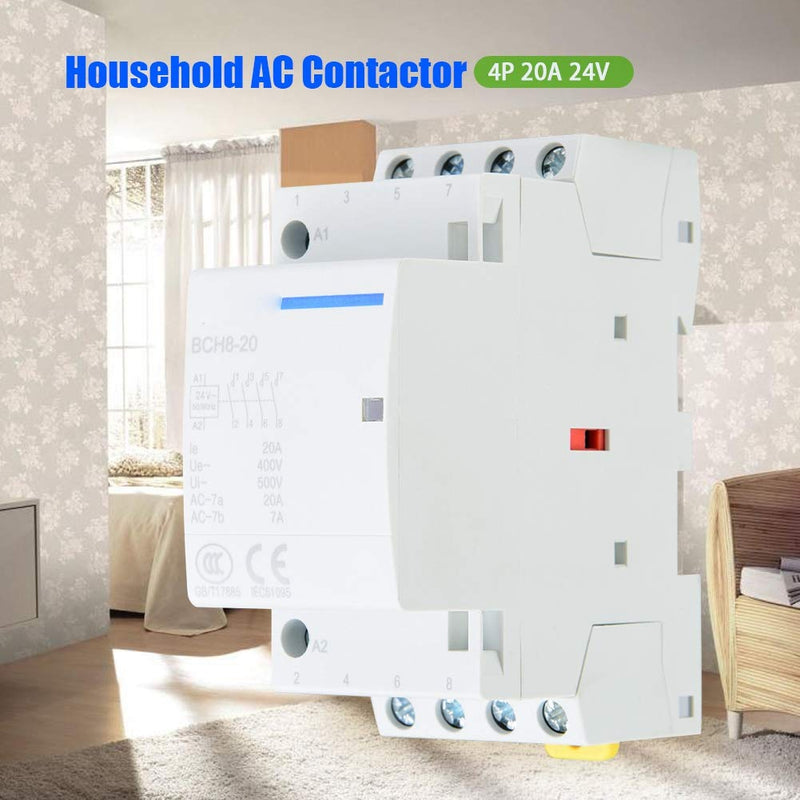  [AUSTRALIA] - Household AC Contactor 4P 20A 2NO 2NC 24V 220V/230V Household AC Contactor for DIN Rail Mount Low Power Consumption(220V/230V) 220V/230V