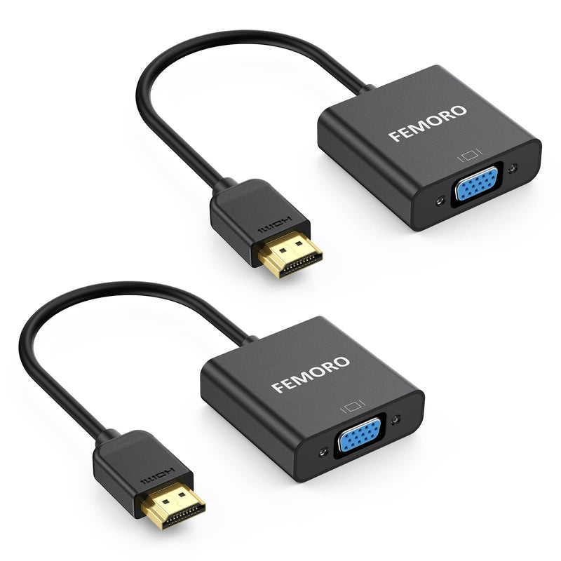  [AUSTRALIA] - HDMI to VGA Adapter, FEMORO HDMI VGA Cable Converter Adapters Male to Female for Monitor PC Laptop Projector Ultrabook Raspberry Pi Graphics Card Chromebook - Black 0.77FT 2