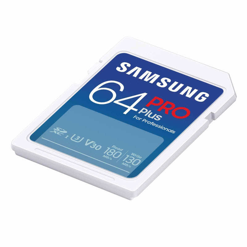  [AUSTRALIA] - SAMSUNG PRO Plus Full Size 64GB SDXC Memory Card, Up to 180 MB/s, Full HD & 4K UHD, UHS-I, C10, U3, V30 for DSLR, Mirrorless Cameras, PCs, MB-SD64S/AM, 2023 New Full Size SD PRO Plus Read/Write 180/130MB/s