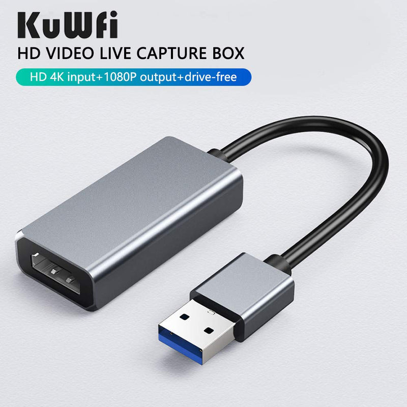  [AUSTRALIA] - KuWFi HDMI to USB Converter Adapter Video Capture Card USB 3.0 1080P 4K Game Grabber Record Box for MacBook PC PS4 Camera Recording Live Streaming