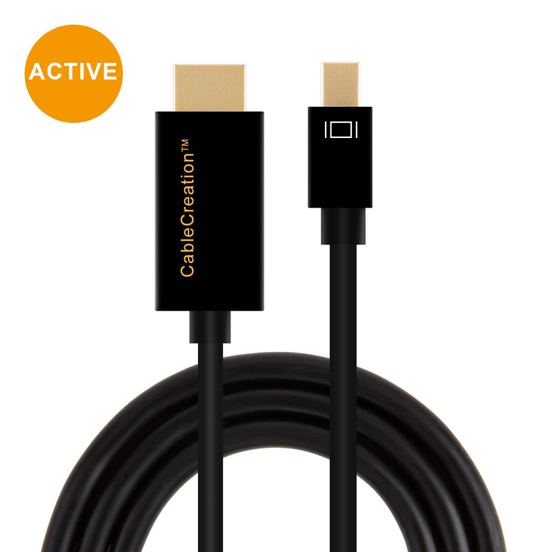 Active Mini DP to HDMI Cord 6ft, CableCreation Mini DisplayPort (DP1.2) to HDMI, 4K x 2K & 3D Audio/Video, Eyefinity Multi-Screen, Compatible with MacBook Pro, iMac 1.8 M/Black 6 FT (Active) Black - LeoForward Australia