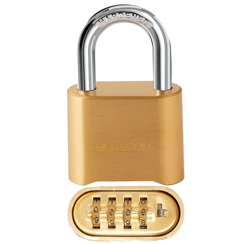  [AUSTRALIA] - Combination Lock for Locker BLOSSOM 4 Digit Heavy Duty High Strength Solid Brass Padlock Keyless Outdoor Combination Padlock for School, Gate, Fence, Gym Locker, Hasp Storage 1 Pack 1pack