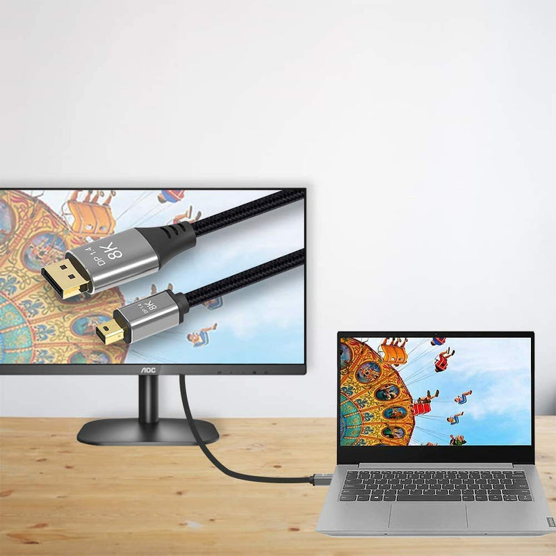  [AUSTRALIA] - CABLEDECONN 3M 10FT Mini DP to DisplayPort 8K Cable 8K(7680x4320)@60Hz 4K@144Hz DisplayPort 1.4 Bi-Directional Transmission DisplayPort to Mini DisplayPort 8K Cable