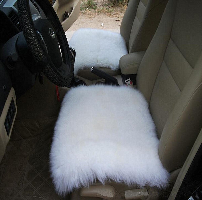  [AUSTRALIA] - Gracefur 1 pc Sheepskin Soft Stylish Car Seat Covers Universal Fit Durable Breathable Seat Cushion Cover for Car/Chair White