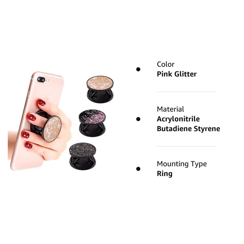  [AUSTRALIA] - DaBuBu New Version Phone Holder 3 Pack Black Purple Pink Glitter Art Expanding Grip Stand Finger Holder for Smartphone and Tablets