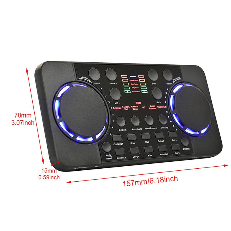  [AUSTRALIA] - CALIDAKA Professional Live Sound Card V300 Pro Sound Card Bluetooth 4.0 Noise Reduction Live Broadcast Sound Card Audio Mixer for Live Streaming Podcast Singing on Cell Phone Computer