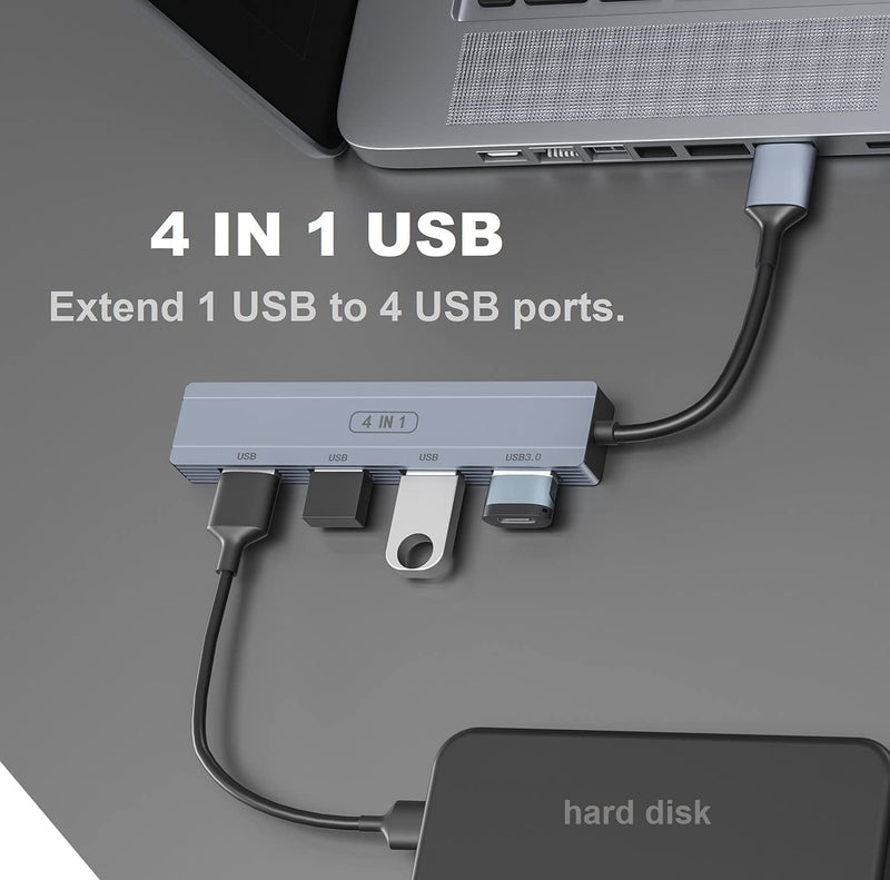 4-Port USB Hub , Ultra-Slim Data USB 3.0/2.0 Hub, USB Splitter Adapter for Surface Pro, PC, Windows, Mac Pro, Mac Mini, Flash Drive, Mobile HDD and More - LeoForward Australia