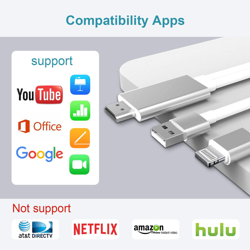  [AUSTRALIA] - Lightning to HDMI Cable Adapter, 5.9FT [Apple MFi Certified] 1080P Digital AV Adapter Cable Sync Screen HDTV Cable Compatible with iPhone 14 13 12 11 XS XR X 8 7 to HD TV Projector Monitor, Silver